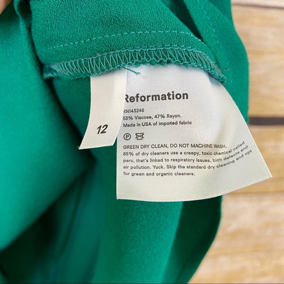 Reformation Lena Mini Sheath Dress In Green - Picture 8 of 8